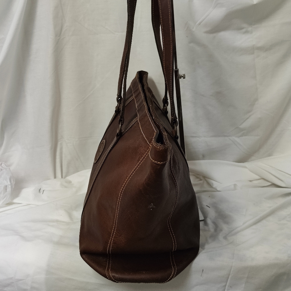 💯Authentic "Signed Original" Eddie Bauer Large leather Tote Bag HTF VTG RARE - Picture 3 of 9